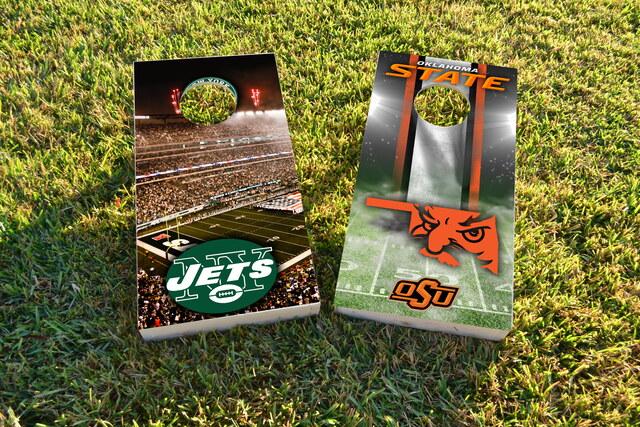 NFL Stadium (New York Jets) Themed Custom Cornhole Board Design
