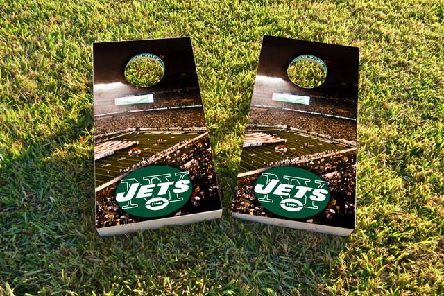 NFL Stadium (New York Jets) Themed Custom Cornhole Board Design