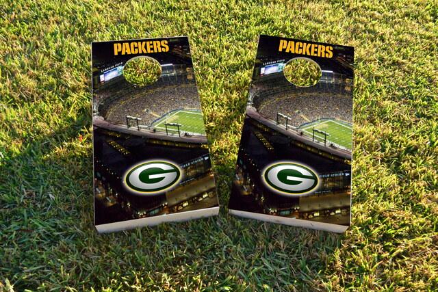 NFL Stadium (Green Bay Packers) Themed Custom Cornhole Board Design