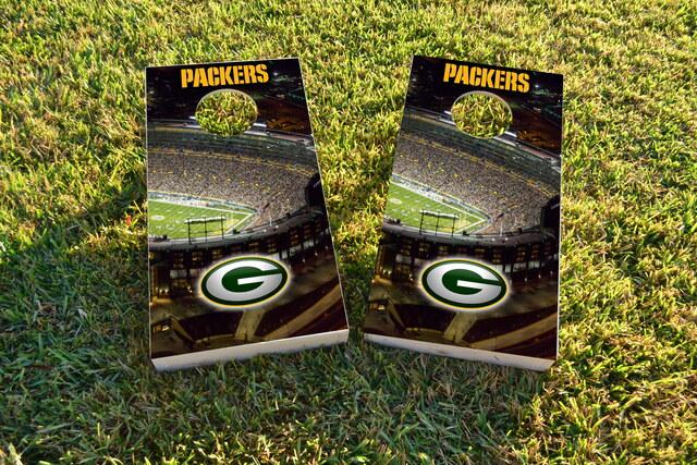 NFL Stadium (Green Bay Packers) Themed Custom Cornhole Board Design