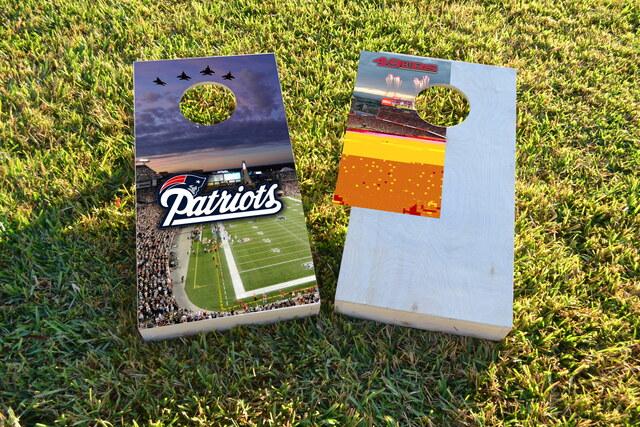 NFL Stadium (New England Patriots) Themed Custom Cornhole Board Design