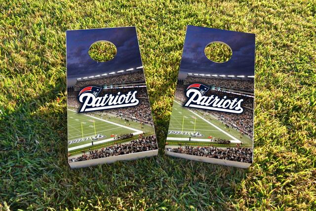 NFL Stadium (New England Patriots) Themed Custom Cornhole Board Design