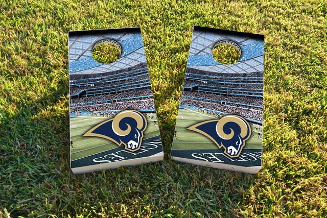NFL Stadium (Los Angeles Rams) Themed Custom Cornhole Board Design