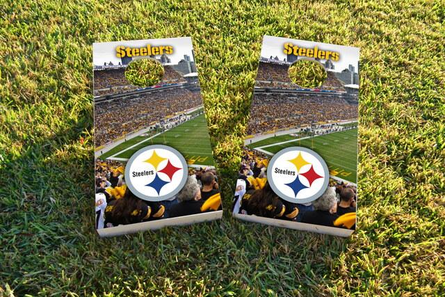 NFL Stadium (Pittsburgh Steelers) Themed Custom Cornhole Board Design