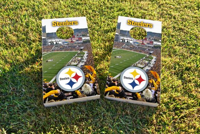 NFL Stadium (Pittsburgh Steelers) Themed Custom Cornhole Board Design