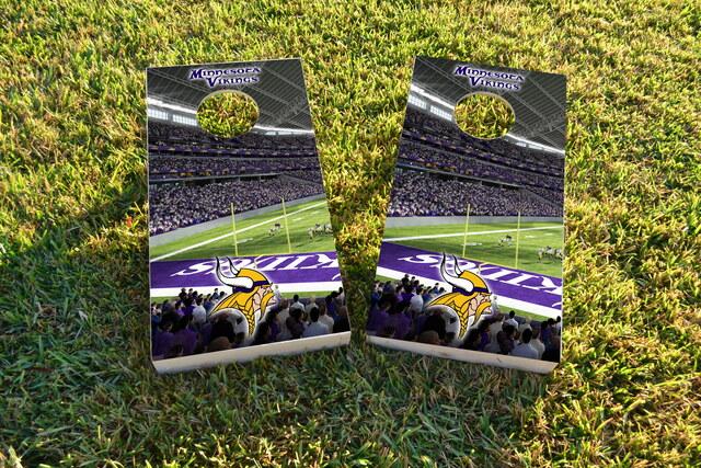NFL Stadium (Minnesota Vikings) Themed Custom Cornhole Board Design