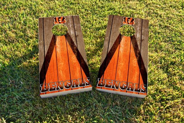 NFL Triangle (Cincinnati Bengals) Themed Custom Cornhole Board Design