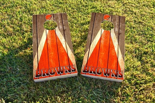 NFL Triangle (Cleveland Browns) Themed Custom Cornhole Board Design