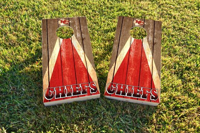 NFL Triangle (Kansas City Chiefs) Themed Custom Cornhole Board Design