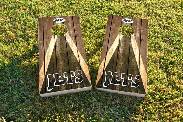 NFL Triangle (New York Jets) Themed Custom Cornhole Board Design
