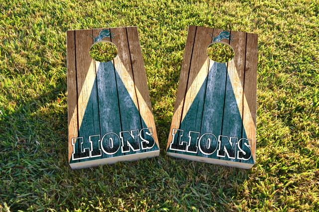 NFL Triangle (Detroit Lions) Themed Custom Cornhole Board Design