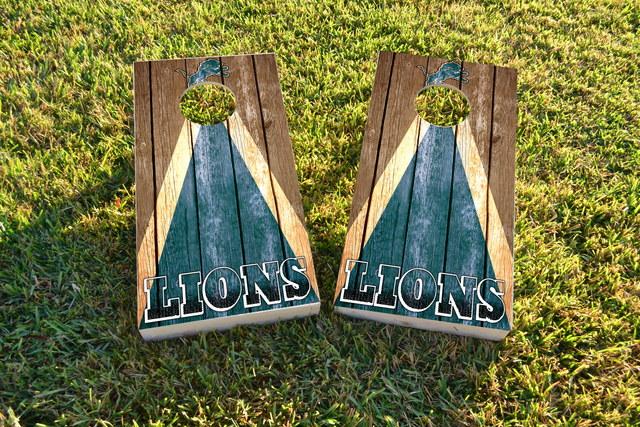 NFL Triangle (Detroit Lions) Themed Custom Cornhole Board Design