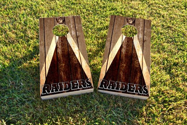 NFL Triangle (Las Vegas Raiders) Themed Custom Cornhole Board Design