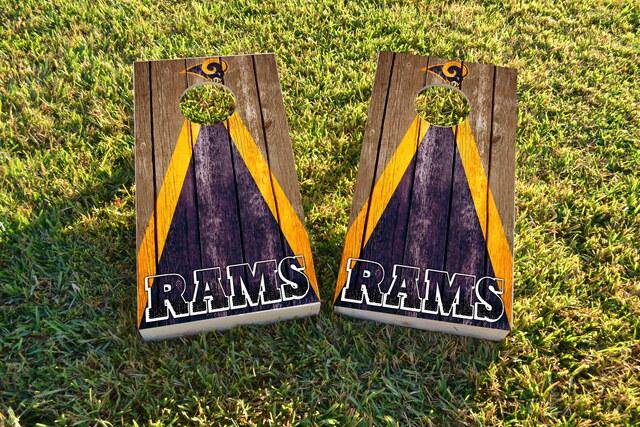 NFL Triangle (Los Angeles Rams) Themed Custom Cornhole Board Design