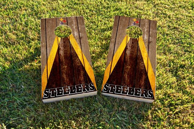 NFL Triangle (Pittsburgh Steelers) Themed Custom Cornhole Board Design