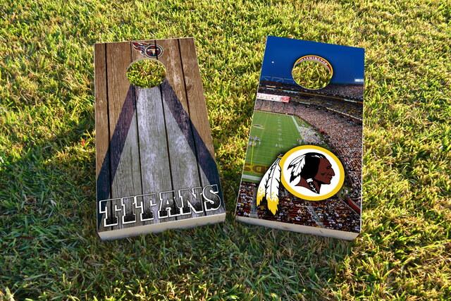 NFL Triangle (Tennessee Titans) Themed Custom Cornhole Board Design