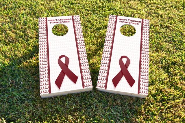 Heart Disease Awareness Themed Custom Cornhole Board Design