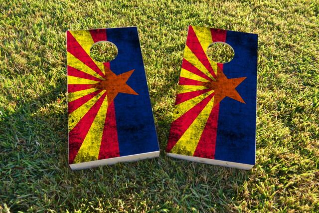 Worn State (Arizona) Flag Themed Custom Cornhole Board Design