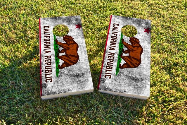 Worn State (California) Flag Themed Custom Cornhole Board Design