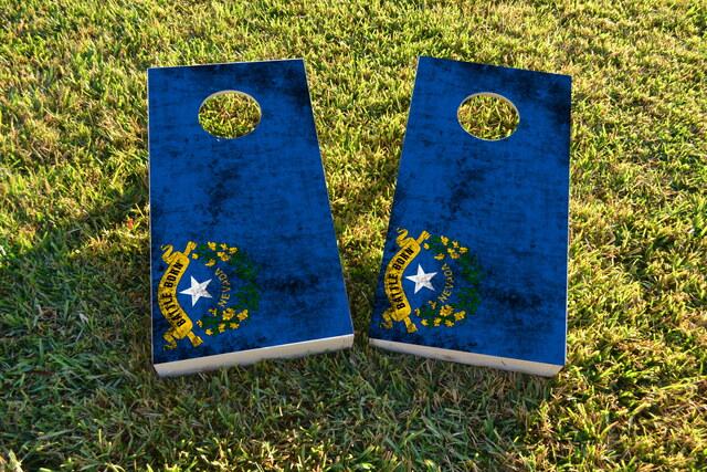 Worn State (Nevada) Flag Themed Custom Cornhole Board Design