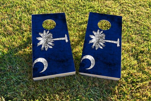 Worn State (South Carolina) Flag Themed Custom Cornhole Board Design