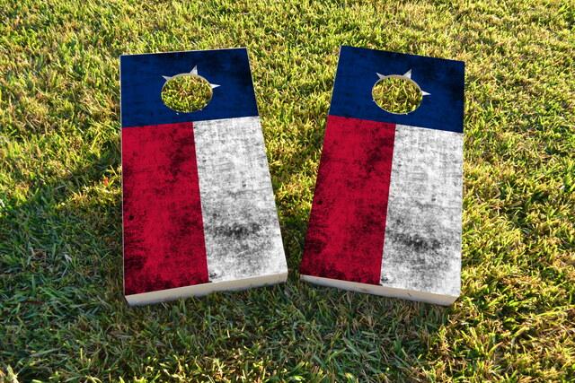 Worn State (Texas) Flag Themed Custom Cornhole Board Design