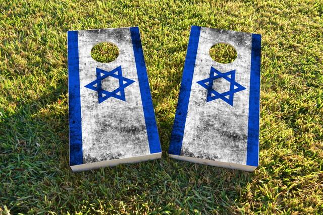 Worn National (Israel) Flag Themed Custom Cornhole Board Design