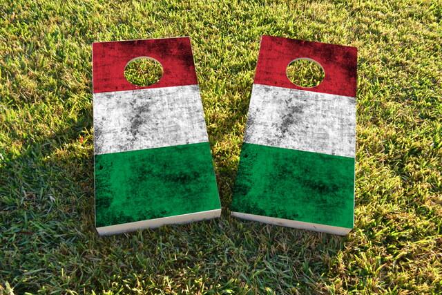 Worn National (Italy) Flag Themed Custom Cornhole Board Design