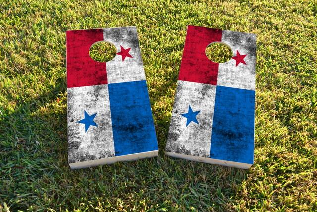 Worn National (Panama) Flag Themed Custom Cornhole Board Design