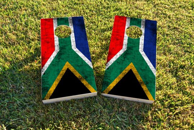 Worn National (South Africa) Flag Themed Custom Cornhole Board Design