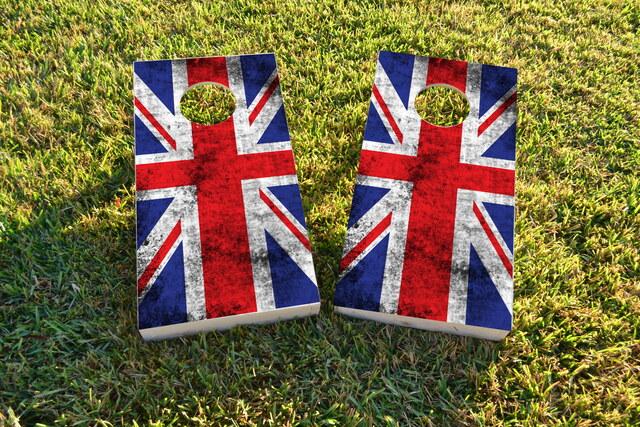 Worn National (United Kingdom) Flag Themed Custom Cornhole Board Design