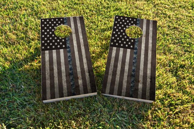 American Thin NWU (Navy) Line Themed Custom Cornhole Board Design