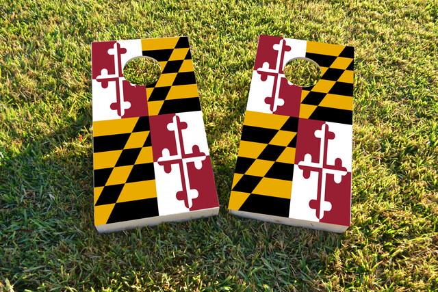 Maryland State Flag Themed Custom Cornhole Board Design