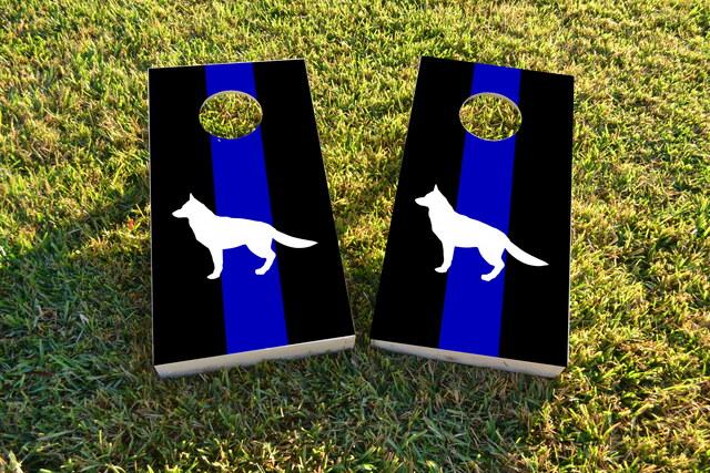  Blue Line K9 Themed Custom Cornhole Board Design