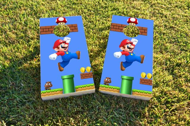 Super Mario Brother - Mario Themed Custom Cornhole Board Design