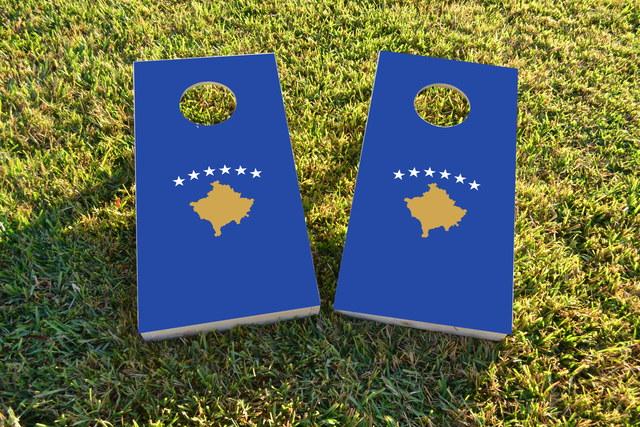 Kosovo National Flag Themed Custom Cornhole Board Design