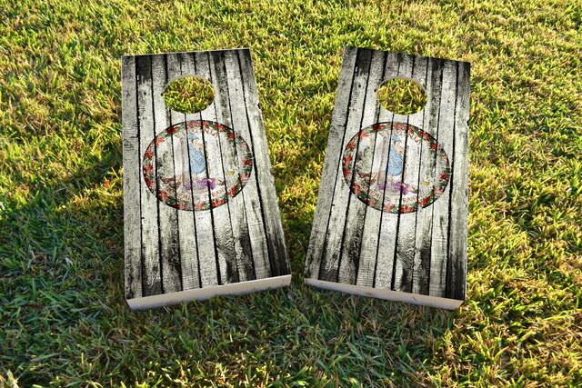 Distressed Wood Flag (Virginia) Themed Custom Cornhole Board Design