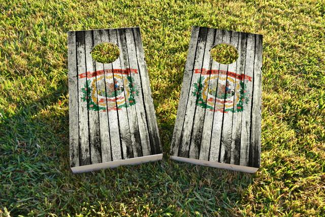 Distressed Wood Flag (West Virginia) Themed Custom Cornhole Board Design