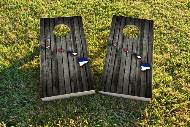 Wood Slate State Flag & Map (Hawaii) Themed Custom Cornhole Board Design