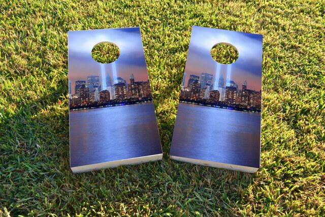 September 11th Light Memorial #1 Themed Custom Cornhole Board