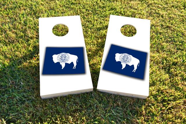 Wyoming State Flag Outline (White Background) Themed Custom Cornhole Board Design