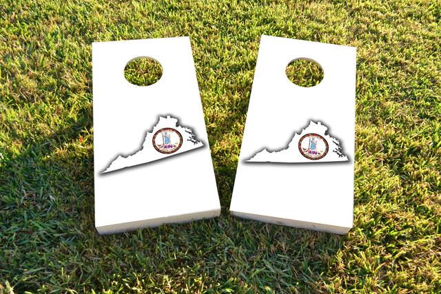 Virginia State Flag Outline (White Background) Themed Custom Cornhole Board Design