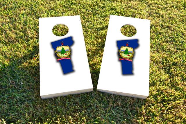 Vermont State Flag Outline (White Background) Themed Custom Cornhole Board Design