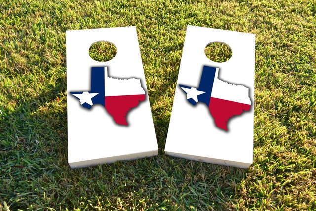 Texas State Flag Outline (White Background) Themed Custom Cornhole Board Design