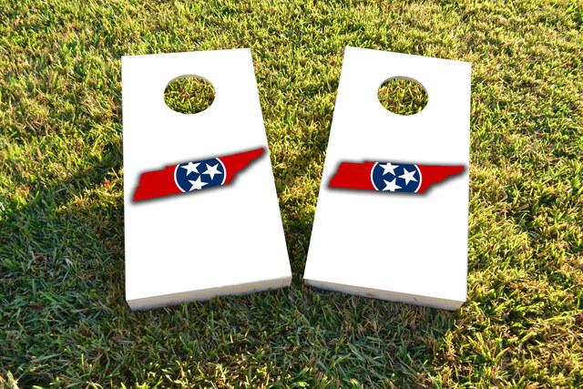 Tennessee State Flag Outline (White Background) Themed Custom Cornhole Board Design