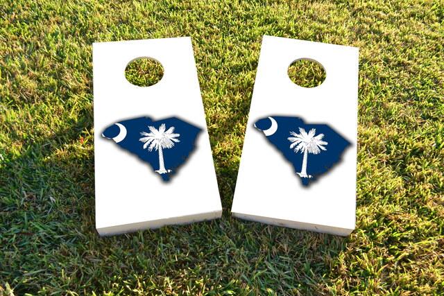 South Carolina State Flag Outline (White Background)  Themed Custom Cornhole Board Design