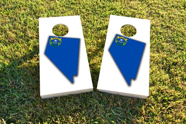 Nevada State Flag Outline (White Background) Themed Custom Cornhole Board Design