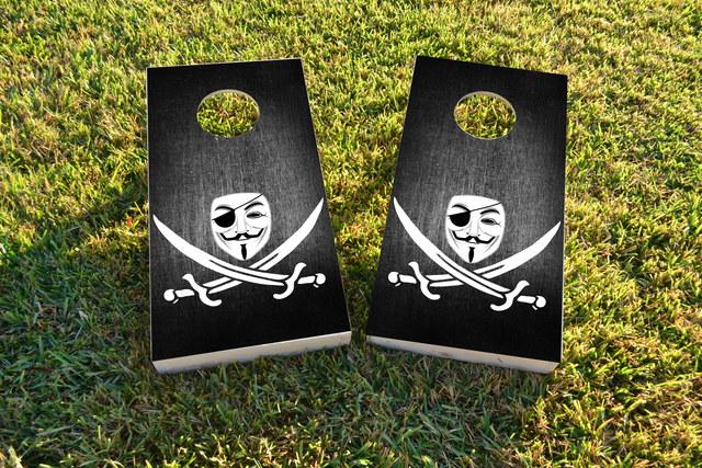 Anonymous Piracy Themed Custom Cornhole Board Design