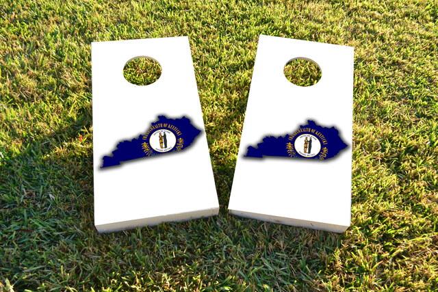 Kentucky State Flag Outline (White Background) Themed Custom Cornhole Board Design