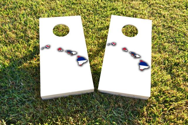 Hawaii State Flag Outline (White Background) Themed Custom Cornhole Board Design